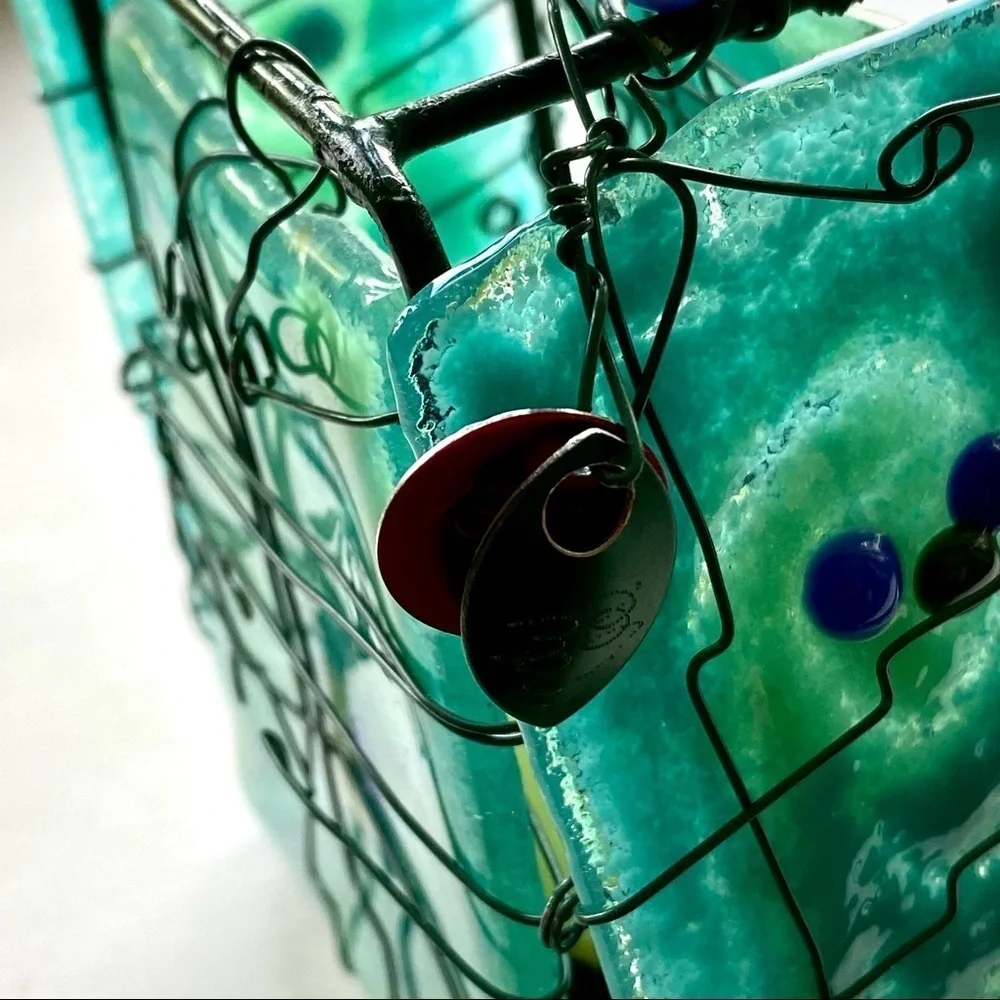 Turquoise Blown Glass  TEA CANDLE HOLDER